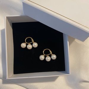 Brand New！18K Gold Platted Earrings With Pearl